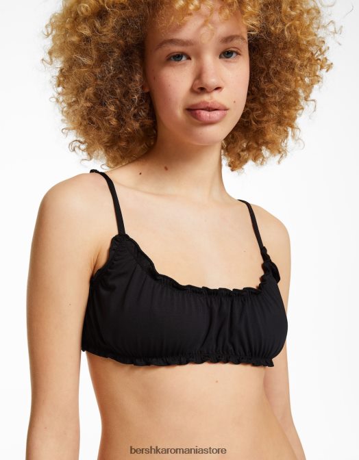 Bershka femei set de bikini creț negru Z86D4217 îmbrăcăminte