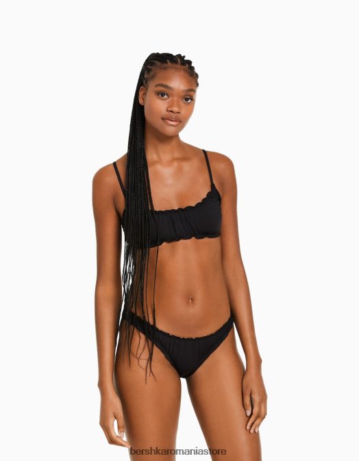 Bershka femei set de bikini din material adunat negru Z86D1794 îmbrăcăminte