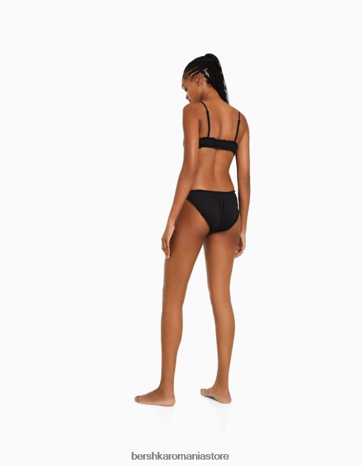 Bershka femei set de bikini din material adunat negru Z86D1794 îmbrăcăminte