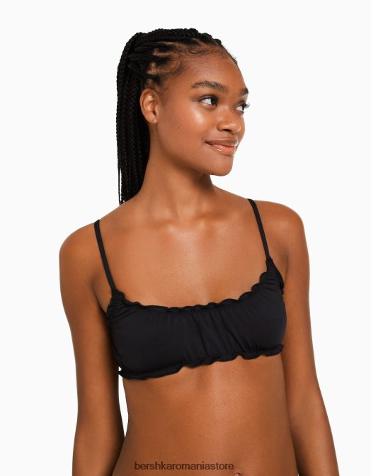 Bershka femei set de bikini din material adunat negru Z86D1794 îmbrăcăminte