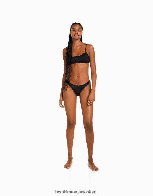 Bershka femei set de bikini din material adunat negru Z86D1794 îmbrăcăminte