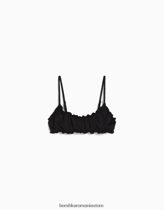 Bershka femei set de bikini din material adunat negru Z86D1794 îmbrăcăminte