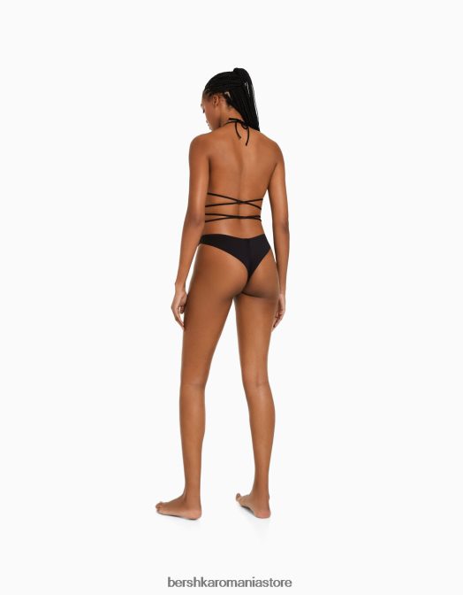Bershka femei top de bikini cu detaliu inel negru Z86D1796 îmbrăcăminte