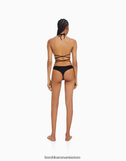 Bershka femei top de bikini cu detaliu inel negru Z86D1797 îmbrăcăminte