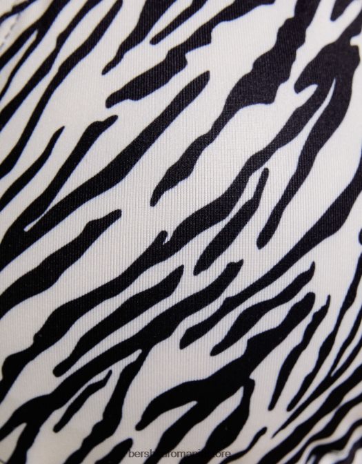 Bershka femei top de bikini cu imprimeu zebră cremă Z86D1772 îmbrăcăminte