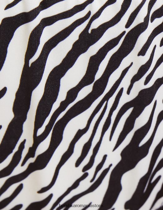 Bershka femei top de bikini cu imprimeu zebră cremă Z86D1774 îmbrăcăminte