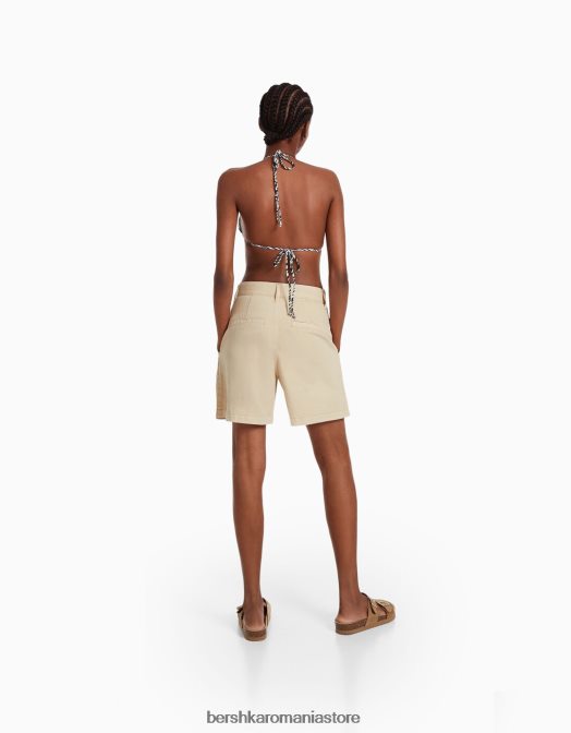 Bershka femei top de bikini cu imprimeu zebră cremă Z86D1885 îmbrăcăminte