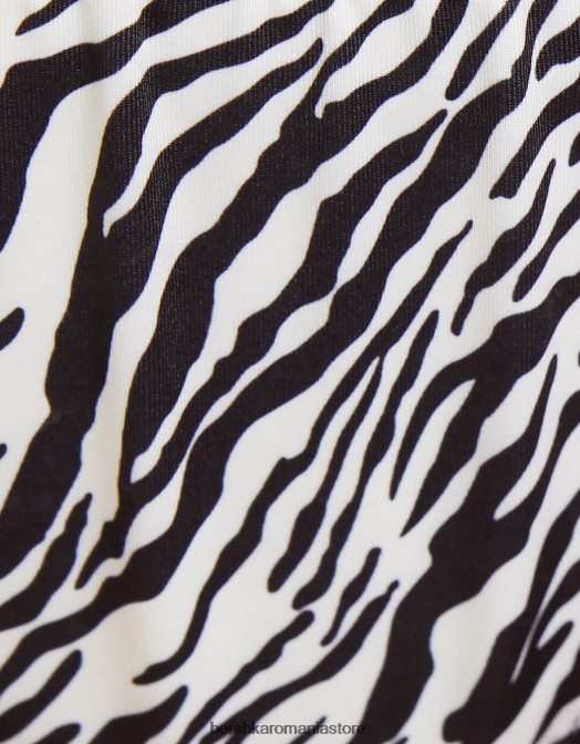 Bershka femei top de bikini cu imprimeu zebră cremă Z86D1885 îmbrăcăminte