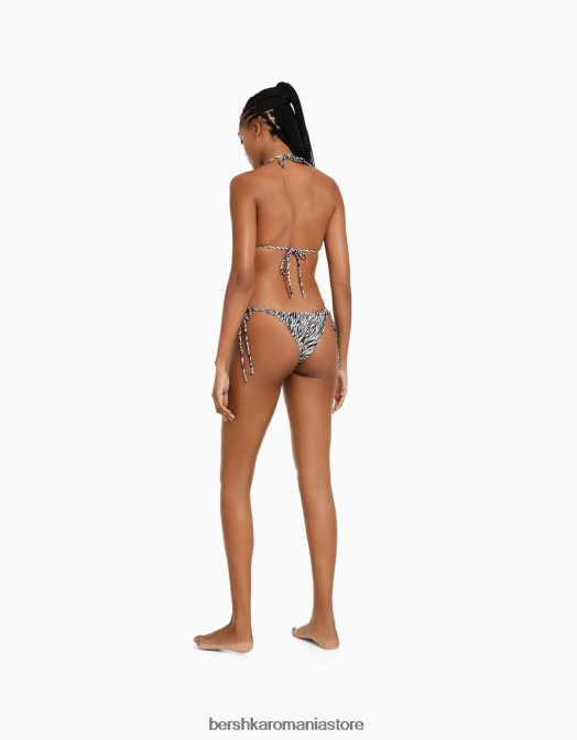 Bershka femei top de bikini cu imprimeu zebră cremă Z86D1887 îmbrăcăminte