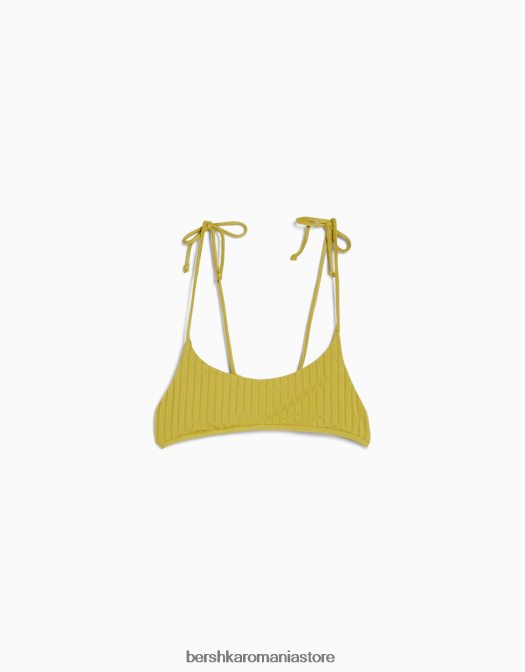 Bershka femei top de bikini cu nervuri late verde Z86D1801 îmbrăcăminte