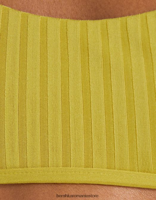 Bershka femei top de bikini cu nervuri late verde Z86D1804 îmbrăcăminte