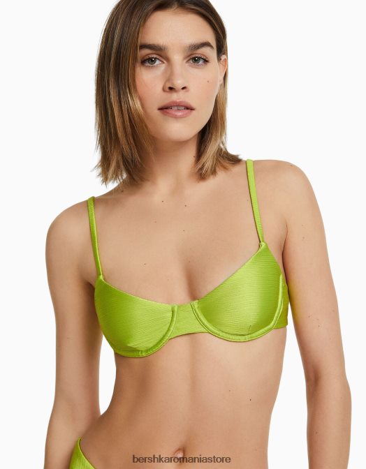 Bershka femei top de bikini cu sârmă strălucitor verde Z86D1822 îmbrăcăminte
