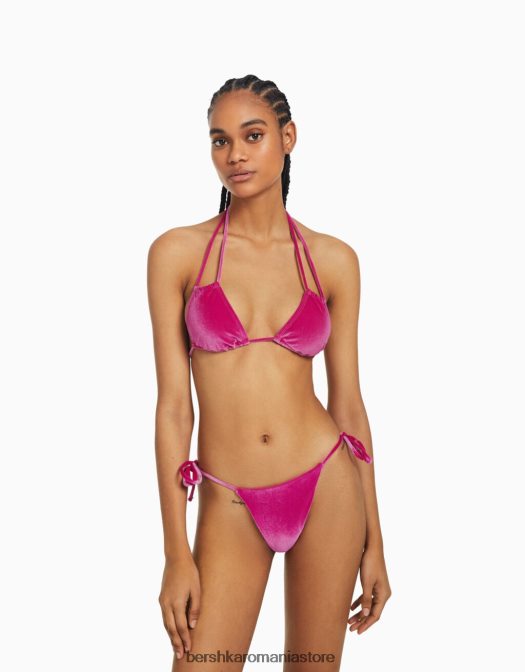 Bershka femei top de bikini din catifea fucsie Z86D1782 îmbrăcăminte