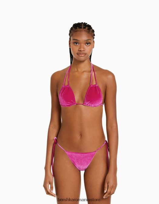 Bershka femei top de bikini din catifea fucsie Z86D1783 îmbrăcăminte