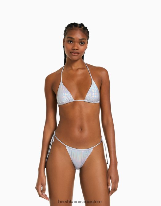 Bershka femei top de bikini metalic gri Z86D1784 îmbrăcăminte