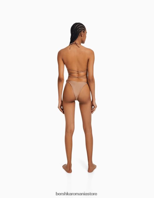 Bershka femei top de bikini strălucitor maro Z86D1776 îmbrăcăminte