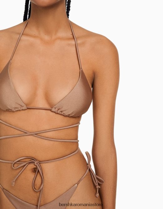Bershka femei top de bikini strălucitor maro Z86D1776 îmbrăcăminte