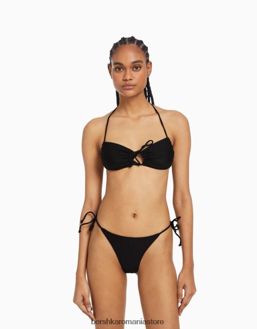 Bershka femei top de bikini strălucitor negru Z86D1778 îmbrăcăminte