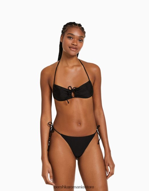 Bershka femei top de bikini strălucitor negru Z86D1780 îmbrăcăminte