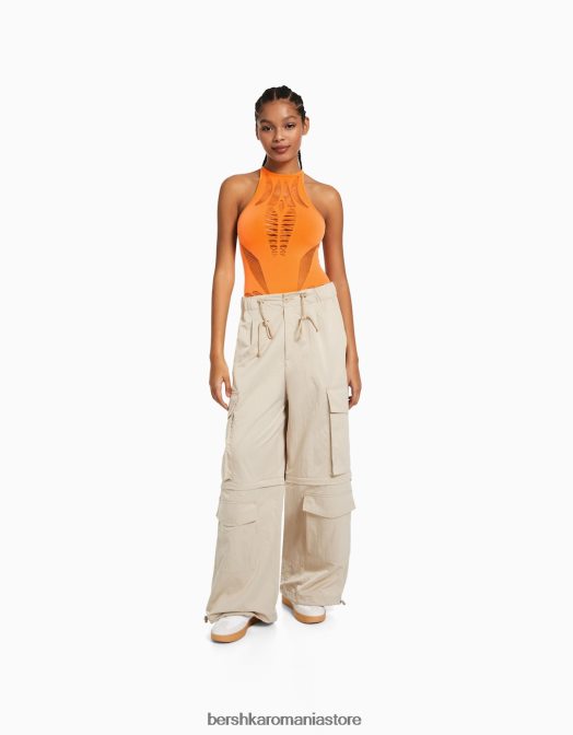 Bershka femei Body cu decupaj fără cusături portocale Z86D828 îmbrăcăminte