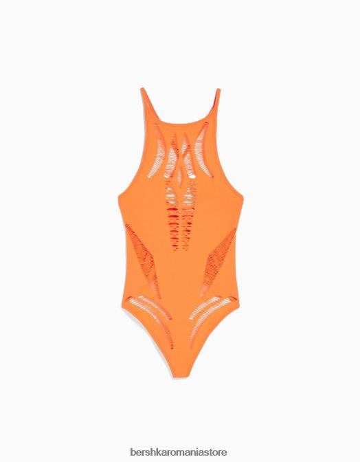 Bershka femei Body cu decupaj fără cusături portocale Z86D828 îmbrăcăminte