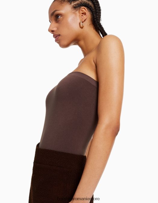 Bershka femei Body fără cusături fără umeri maro Z86D870 îmbrăcăminte