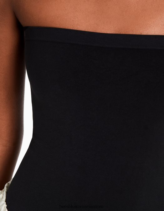 Bershka femei Body fără cusături fără umeri negru Z86D869 îmbrăcăminte