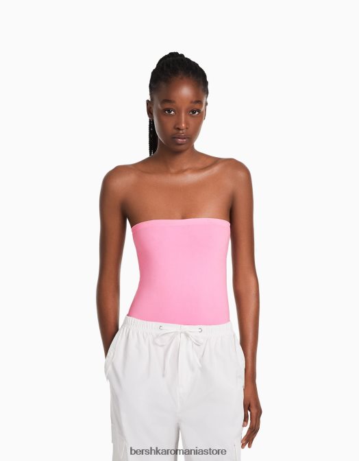 Bershka femei Body fără cusături fără umeri roz Z86D871 îmbrăcăminte