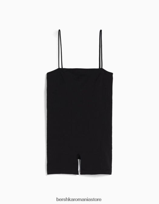 Bershka femei Costum de ciclism fără cusături, cu decolteu pătrat negru Z86D56 îmbrăcăminte