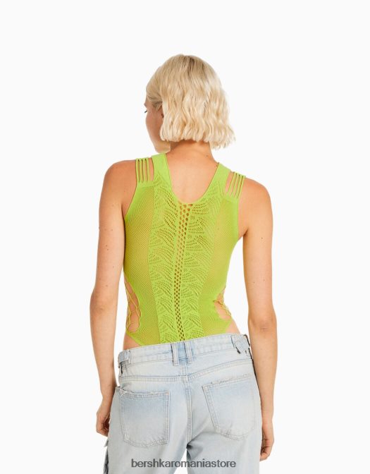 Bershka femei body fără cusături lămâie verde Z86D1877 îmbrăcăminte