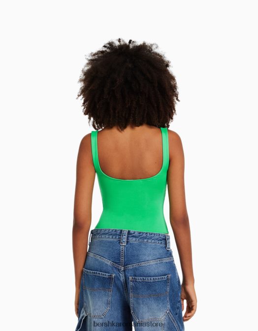 Bershka femei body monocrom cu bretele verde Z86D701 îmbrăcăminte
