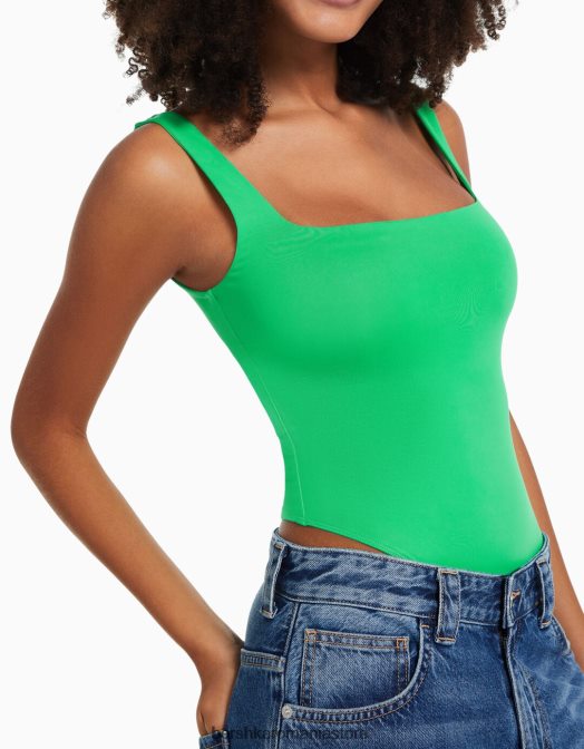 Bershka femei body monocrom cu bretele verde Z86D701 îmbrăcăminte