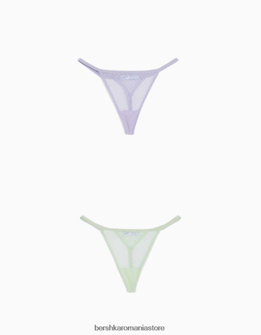 Bershka femei Pachet de 2 curele cu plasă punctată verde Z86D1763 îmbrăcăminte