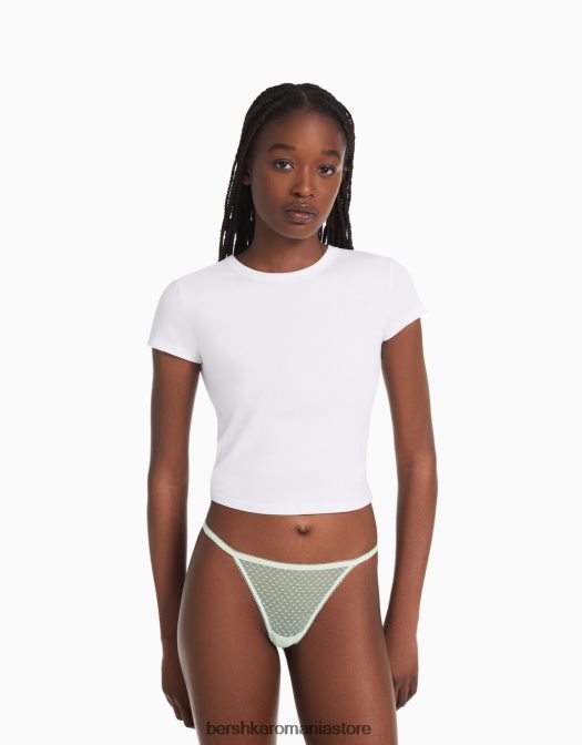 Bershka femei Pachet de 2 curele cu plasă punctată verde Z86D1765 îmbrăcăminte