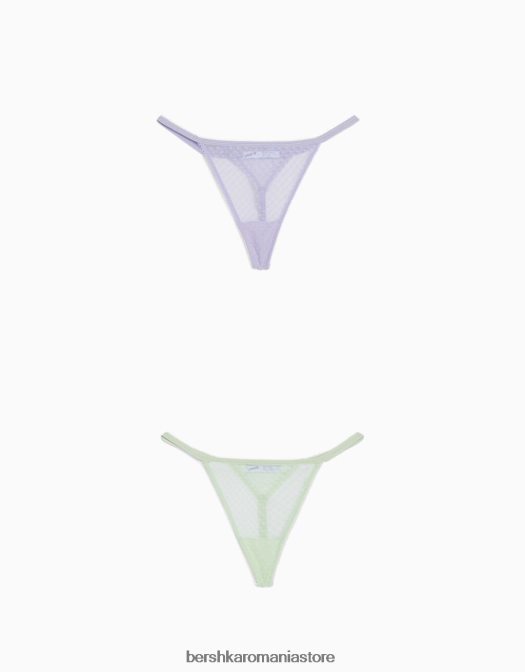 Bershka femei Pachet de 2 curele cu plasă punctată verde Z86D1765 îmbrăcăminte