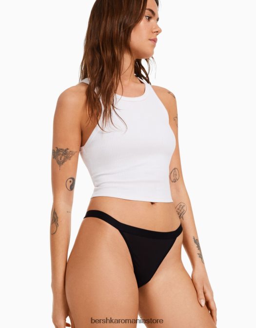 Bershka femei Pachet de 2 slip din tul negru Z86D1752 îmbrăcăminte