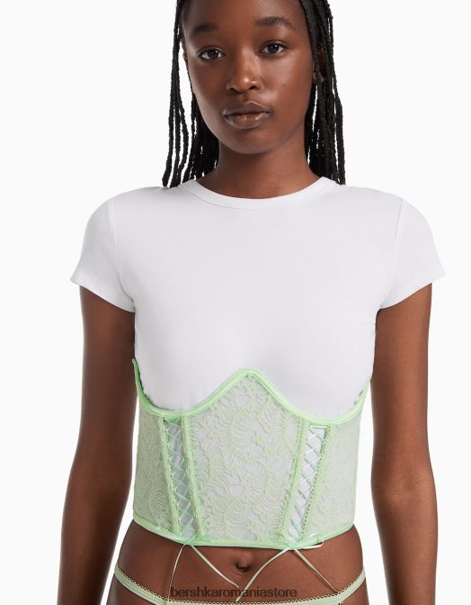 Bershka femei corset cu sârmă cu fundă verde Z86D1761 îmbrăcăminte