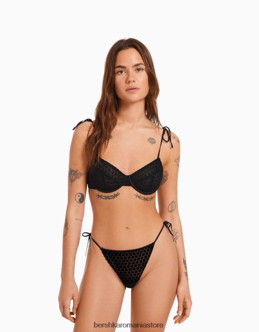 Bershka femei sutien cu funde și sârmă negru Z86D1760 îmbrăcăminte