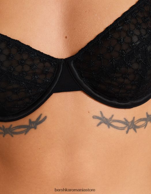 Bershka femei sutien cu funde și sârmă negru Z86D1760 îmbrăcăminte