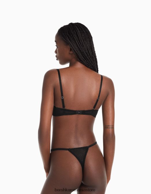 Bershka femei sutien din dantela neagra cu sarma negru Z86D1746 îmbrăcăminte
