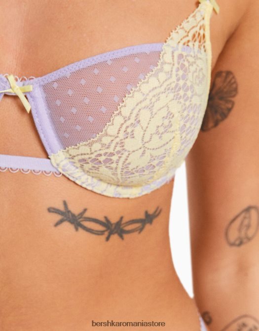 Bershka femei sutien din dantela pastel cu sarma violet Z86D1739 îmbrăcăminte