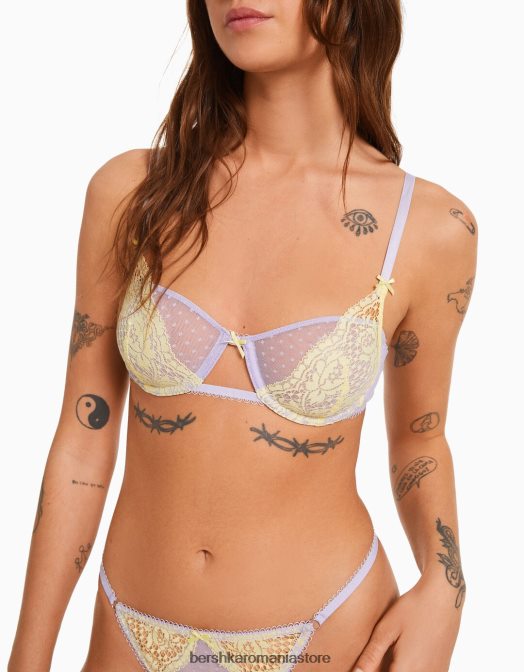 Bershka femei sutien din dantela pastel cu sarma violet Z86D1745 îmbrăcăminte