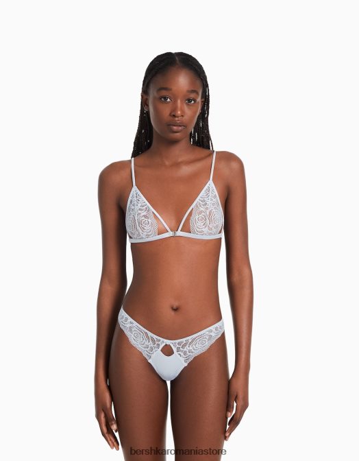 Bershka femei sutien triunghiular cu bretele adunate albastru Z86D1755 îmbrăcăminte