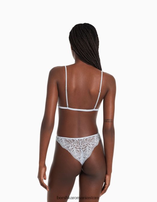 Bershka femei sutien triunghiular cu bretele adunate albastru Z86D1755 îmbrăcăminte