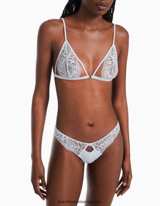 Bershka femei sutien triunghiular cu bretele adunate albastru Z86D1755 îmbrăcăminte