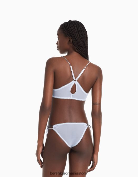 Bershka femei sutien triunghiular cu detaliu adunat albastru deschis Z86D1762 îmbrăcăminte