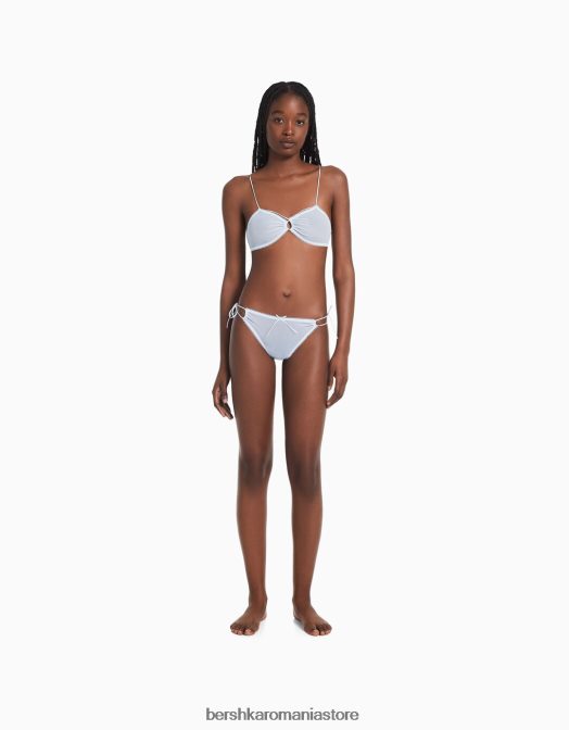 Bershka femei sutien triunghiular cu detaliu adunat albastru deschis Z86D1762 îmbrăcăminte