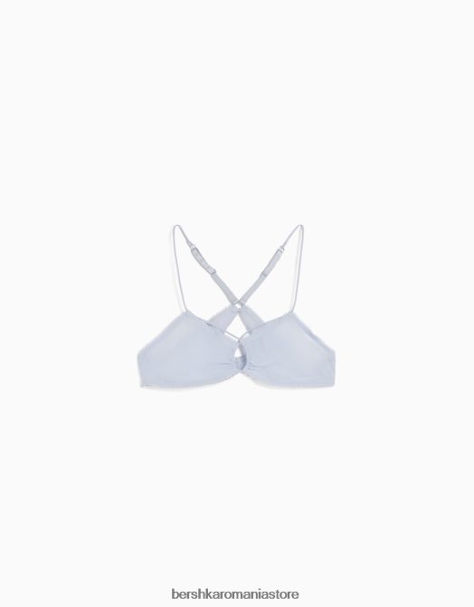 Bershka femei sutien triunghiular cu detaliu adunat albastru deschis Z86D1762 îmbrăcăminte