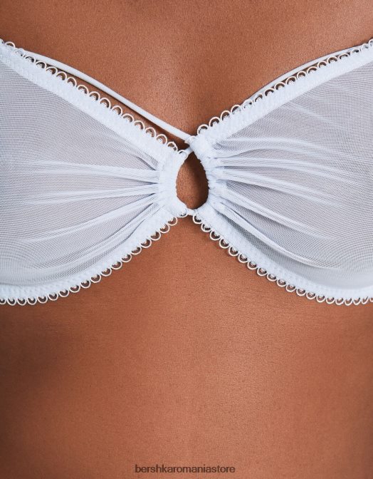 Bershka femei sutien triunghiular cu detaliu adunat albastru deschis Z86D1762 îmbrăcăminte