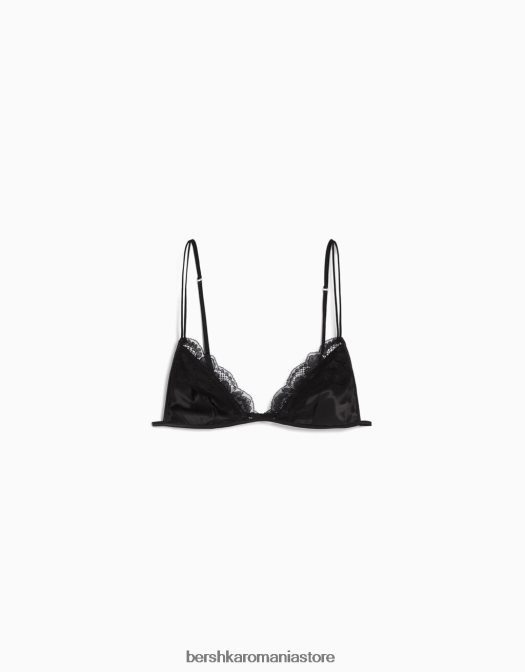 Bershka femei sutien triunghiular din dantela negru Z86D1744 îmbrăcăminte